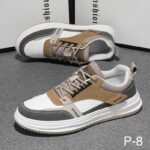 ⁦حذاء كاجوال رياضي جلد لون رمادي وبني⁩ - الصورة ⁦2⁩