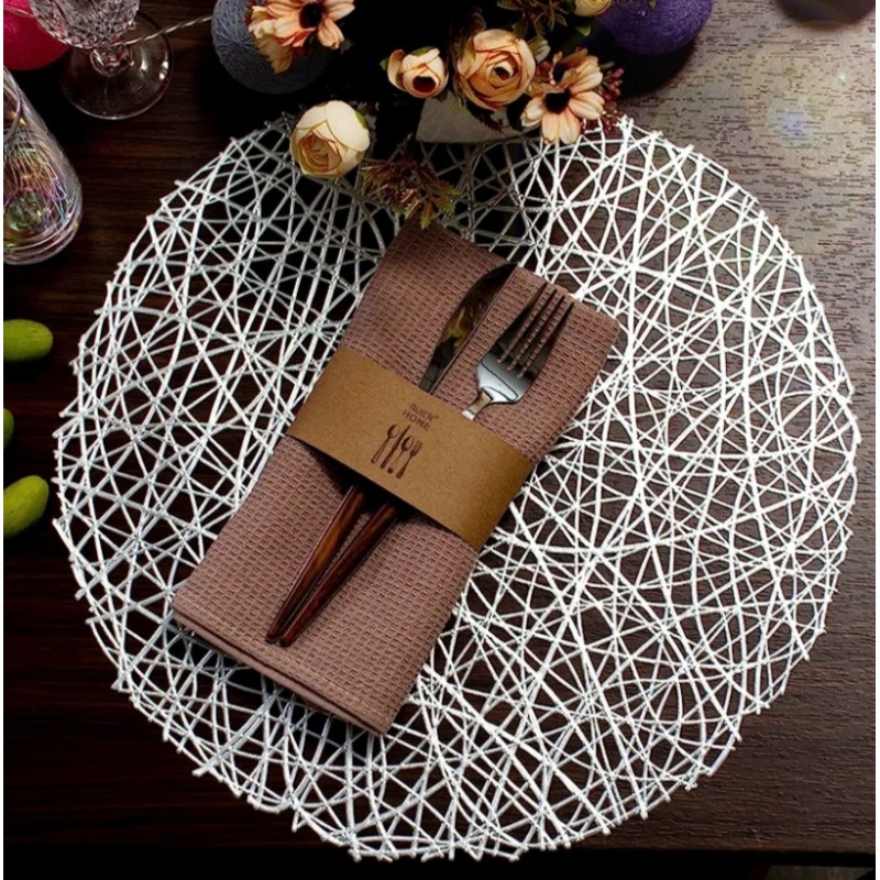 ⁦كوستر جلد فضي مدور⁩ - الصورة ⁦1⁩