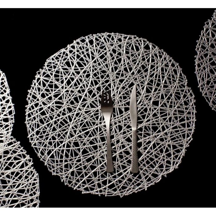 ⁦كوستر جلد فضي مدور⁩ - الصورة ⁦2⁩