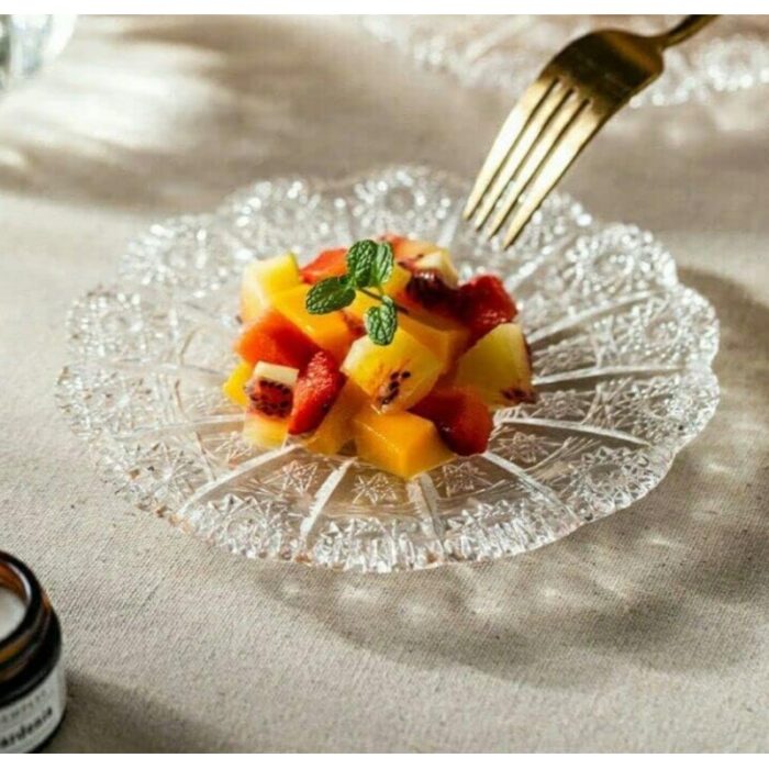 ⁦طقم ضيافة زجاج 13 قطعة ( جاط+ 6 صحون مكسرات+6 صحون ضيافة)⁩ - الصورة ⁦2⁩