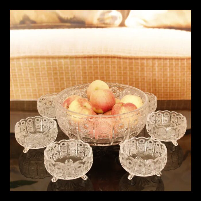 ⁦طقم ضيافة زجاج 13 قطعة ( جاط+ 6 صحون مكسرات+6 صحون ضيافة)⁩ - الصورة ⁦3⁩