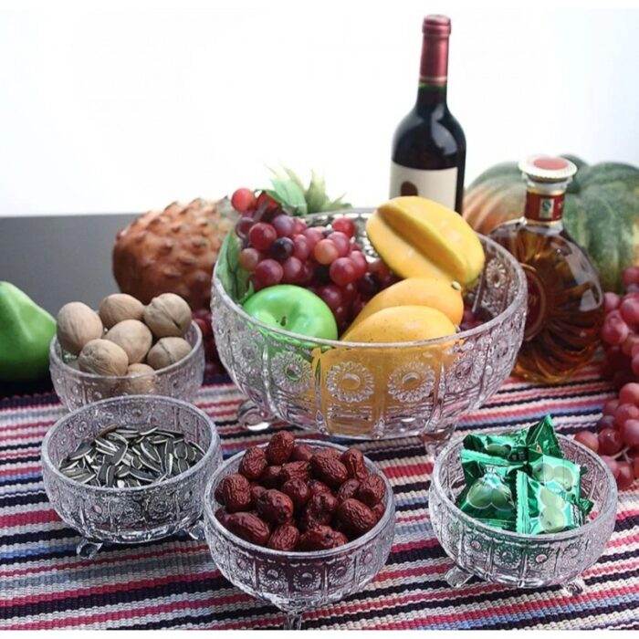 ⁦طقم ضيافة زجاج 13 قطعة ( جاط+ 6 صحون مكسرات+6 صحون ضيافة)⁩ - الصورة ⁦5⁩