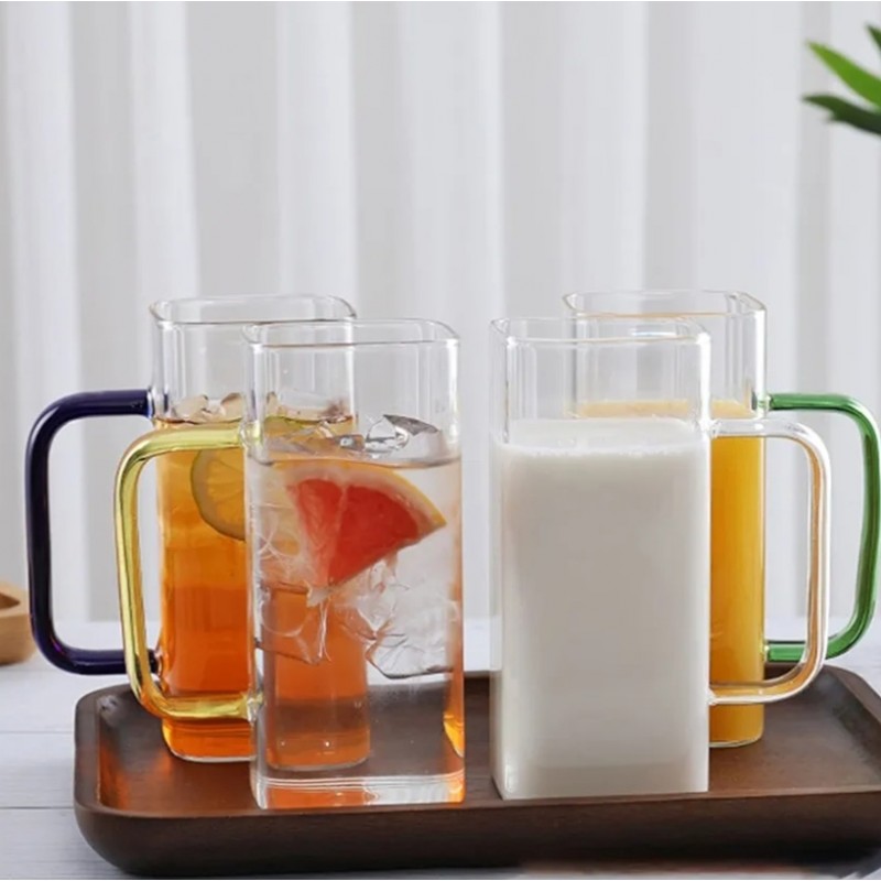 ⁦كاسة زجاج بتصميم مربع سعة 350 مل⁩ - الصورة ⁦1⁩