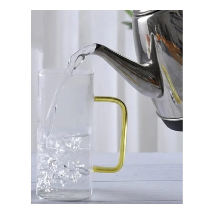 ⁦كاسة زجاج بتصميم مربع سعة 350 مل⁩ - الصورة ⁦2⁩