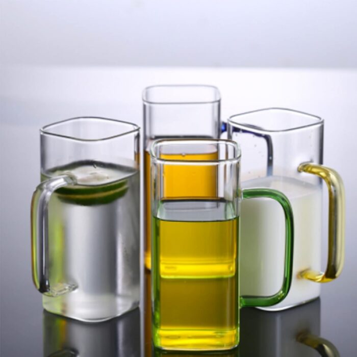 ⁦كاسة زجاج بتصميم مربع سعة 350 مل⁩ - الصورة ⁦4⁩