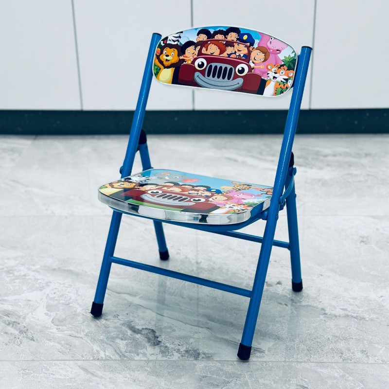 ⁦طاولة مع كرسي للأطفال لون أزرق بتصميم سيارة⁩ - الصورة ⁦1⁩