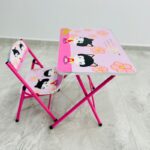 ⁦طاولة مع كرسي للأطفال لون زهري بتصميم قطة⁩ - الصورة ⁦5⁩