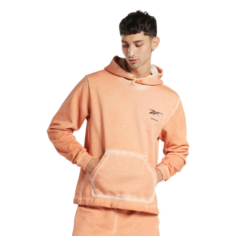 ⁦Reebok Men Basketball Court Top Bi-Dye Fleece Hoodie- هودي ريبوك كورت للرجال لون برتقالي⁩ - الصورة ⁦1⁩