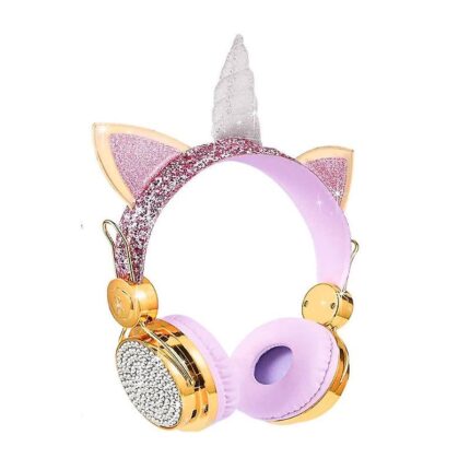 سماعات سلكية يونيكورن مع عصابة رأس قابلة للتعديل – لون زهري