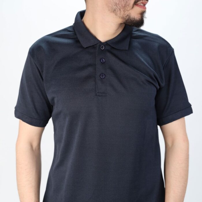 ⁦تيشيرت بتصميم بولو بأكمام قصيرة للرجال لون كحلي⁩ - الصورة ⁦2⁩