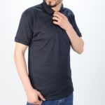 ⁦تيشيرت بتصميم بولو بأكمام قصيرة للرجال لون كحلي⁩ - الصورة ⁦3⁩