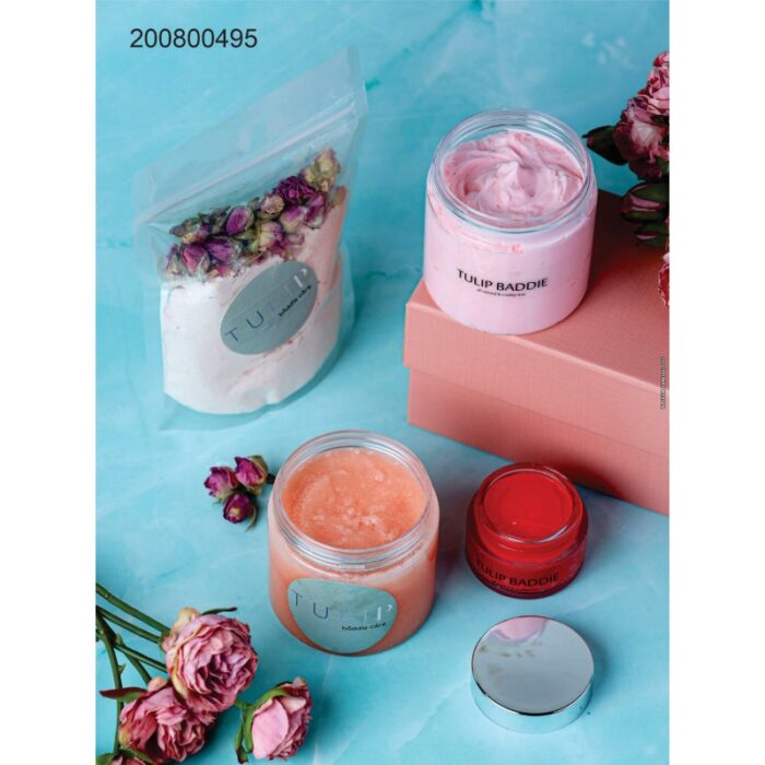 ⁦بكج عنايه بالقدم مكون من اربع قطع املاح فواره مقشر قدم حجم 8OZ مرطب 8OZو مورد 2OZ نكهه فواكه⁩ - الصورة ⁦4⁩