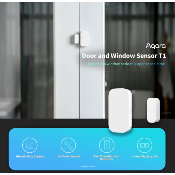 ⁦مستشعر حركة لاسلكي ذكي للأبواب والنوافذ- يتكون من قطعتين- مرفق معه لزقة لتثبيته في أي مكان - يعمل من خلال تطبيق - ماركة Aqara - تحتاج إلى وحدة تحكم (Hub)⁩ - الصورة ⁦5⁩