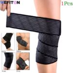 مشد ركبة مطاطي مرن – دعم وحماية للركبة، قابل للتعديل بطول 40 سم – لون أسود