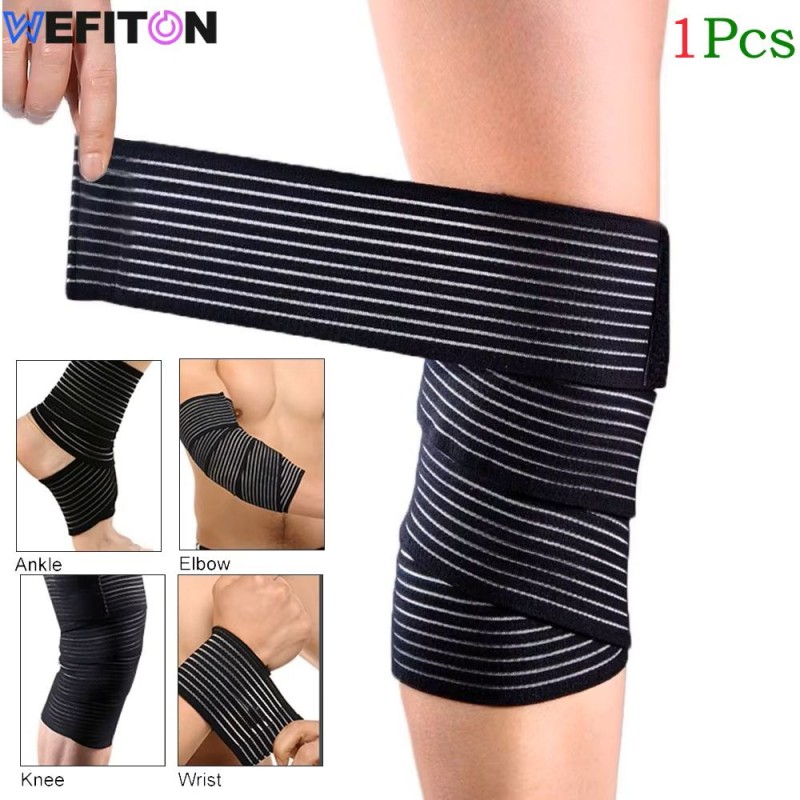 ⁦مشد ركبة مطاطي مرن – دعم وحماية للركبة، قابل للتعديل بطول 40 سم – لون أسود⁩ - الصورة ⁦1⁩