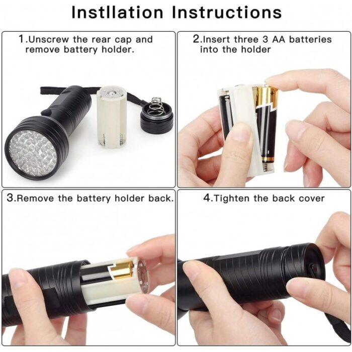 ⁦كشاف يدوي بالأشعة فوق البنفسجية (51 لمبة) يعمل بالبطارية، مثالي لفحص النقود والكشف عن البقع وآثار الحيوانات الأليفة غير المرئية.⁩ - الصورة ⁦10⁩