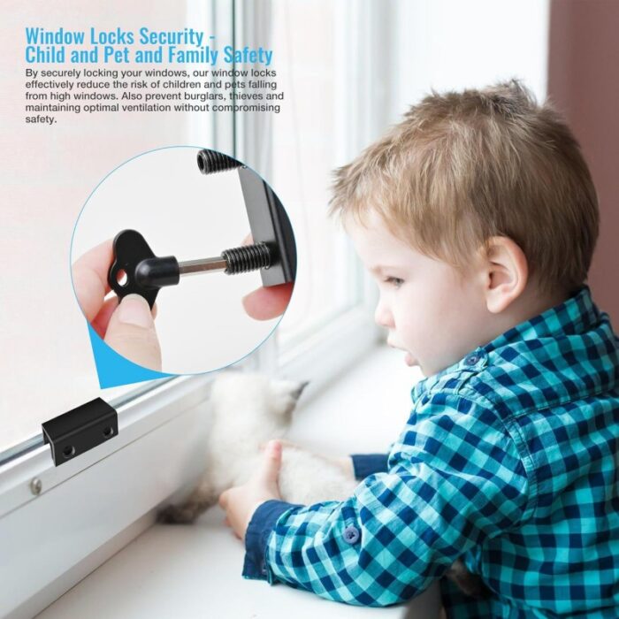 ⁦قفل أمان مع مفتاح للأبواب والنوافذ، سهل وسريع التركيب وقابل للتعديل، مثالي لنوافذ المنزل والمكتب.⁩ - الصورة ⁦3⁩