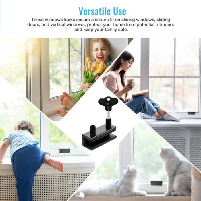 ⁦قفل أمان مع مفتاح للأبواب والنوافذ، سهل وسريع التركيب وقابل للتعديل، مثالي لنوافذ المنزل والمكتب.⁩ - الصورة ⁦4⁩