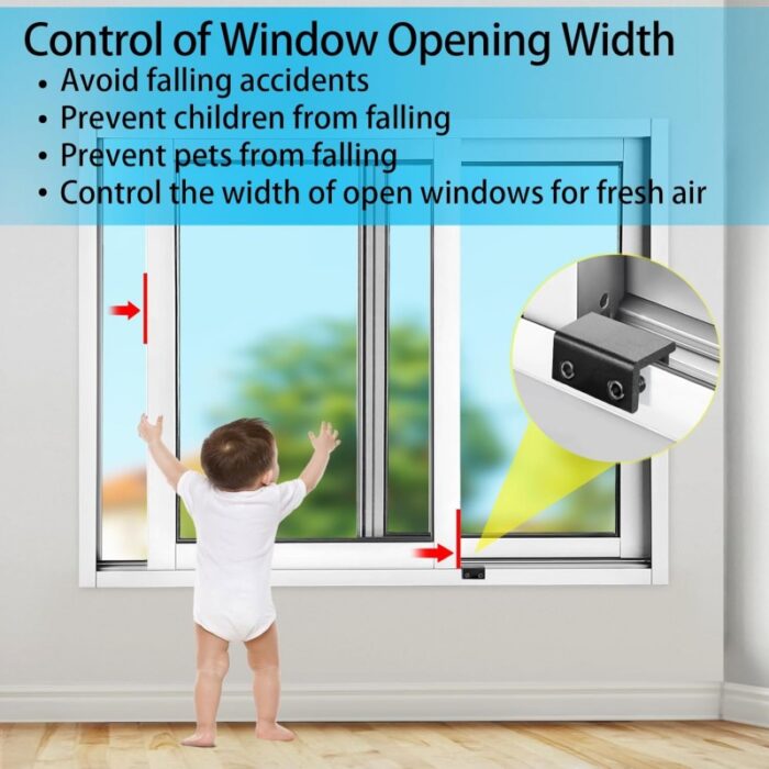 ⁦قفل أمان مع مفتاح للأبواب والنوافذ، سهل وسريع التركيب وقابل للتعديل، مثالي لنوافذ المنزل والمكتب.⁩ - الصورة ⁦5⁩