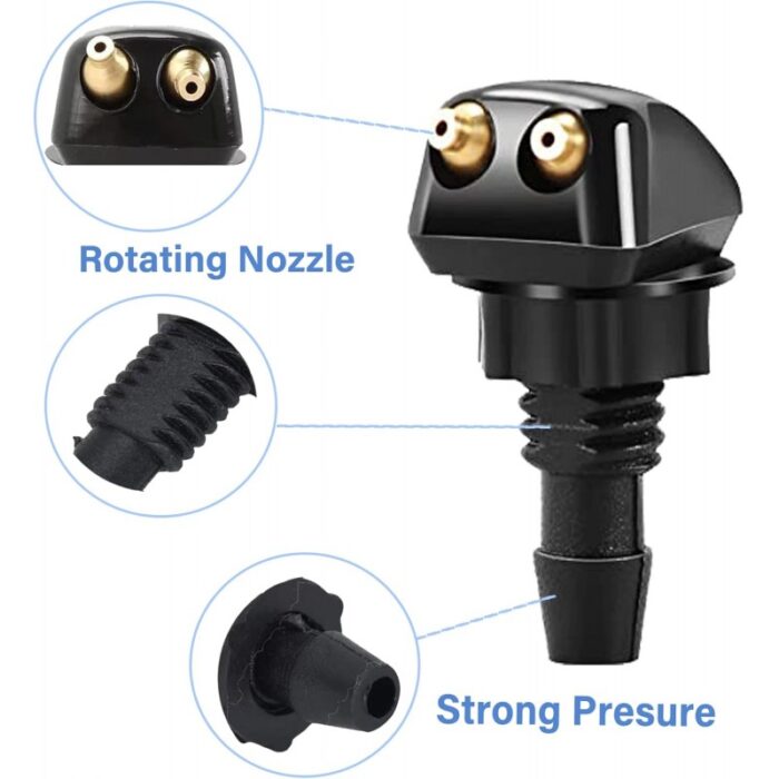 ⁦فوهة تنظيف الزجاج الأمامي عدد 2 - حجم صغير وسهل التركيب ، مناسب لمعظم السيارات.⁩ - الصورة ⁦4⁩