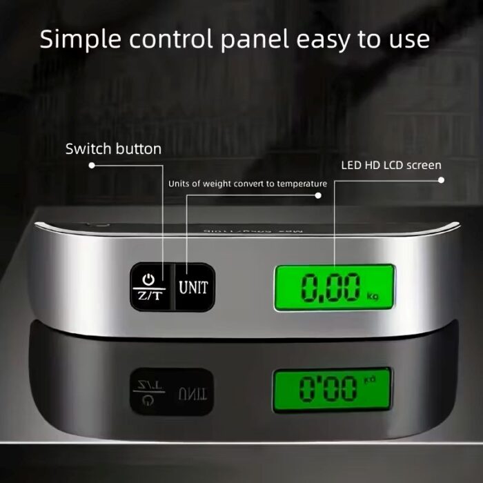 ⁦ميزان الكتروني رقمي محمول بشاشة LCD، يتحمل حتى 50 كجم، لقياس وزن الاغراض بدقة أثناء السفر بسهولة.⁩ - الصورة ⁦3⁩