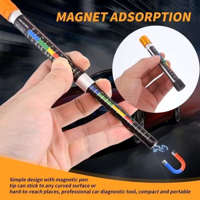 ⁦قلم فحص طلاء مغناطيسي للسيارة - عالي الدقة من 0-520 ميكرون، خفيف ومحمول، ألومنيوم بلاستيك متين، أداة تشخيص مغناطيسية.⁩ - الصورة ⁦3⁩