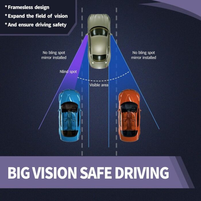 ⁦مراة مراية النقطة العمياء عدد 2– قابل للتعديل مع دوران 360°، رؤية واسعة وواضحة بزجاج محدب، تصميم شفاف بدون إطار، يناسب جميع السيارات بأمان وراحة.⁩ - الصورة ⁦5⁩
