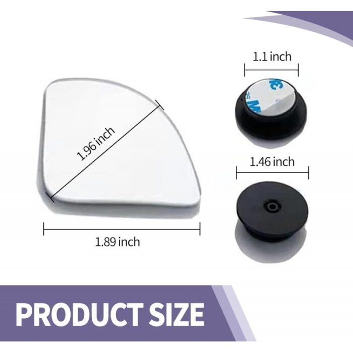 ⁦مراة مراية النقطة العمياء عدد 2– قابل للتعديل مع دوران 360°، رؤية واسعة وواضحة بزجاج محدب، تصميم شفاف بدون إطار، يناسب جميع السيارات بأمان وراحة.⁩ - الصورة ⁦6⁩