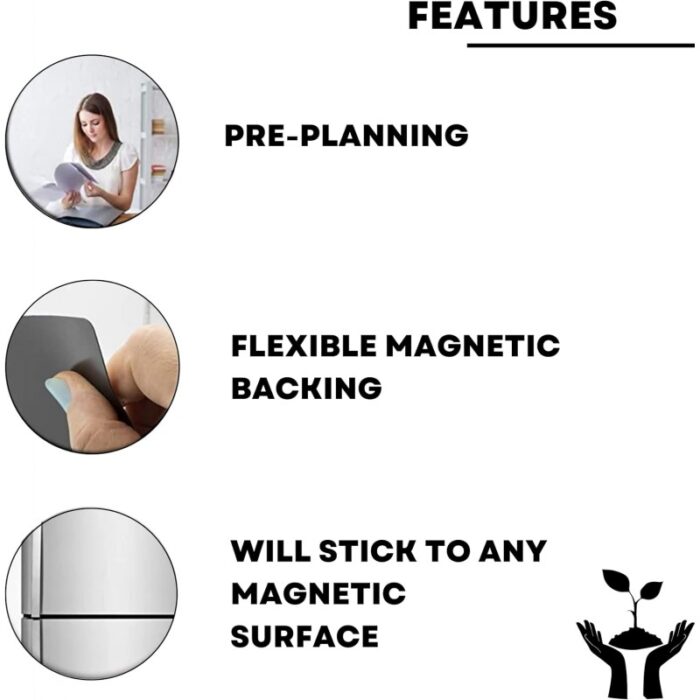 ⁦تقويم شهري مغناطيسي للثلاجة قابل للمسح مزود بمغناطيس قوي - يستخدم مع قلم سبورة جاف (غير مرفق) لسهولة الكتابة والمسح⁩ - الصورة ⁦3⁩