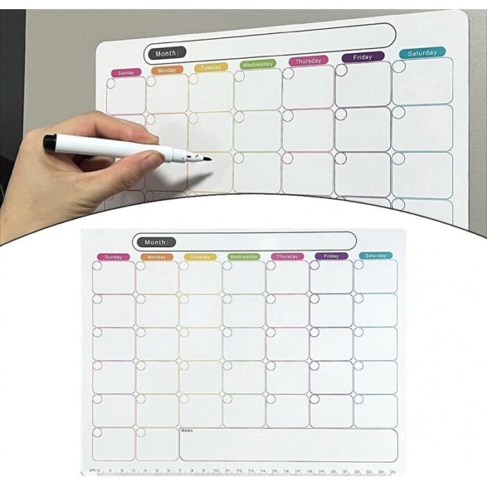 ⁦تقويم شهري مغناطيسي للثلاجة قابل للمسح مزود بمغناطيس قوي - يستخدم مع قلم سبورة جاف (غير مرفق) لسهولة الكتابة والمسح⁩ - الصورة ⁦4⁩