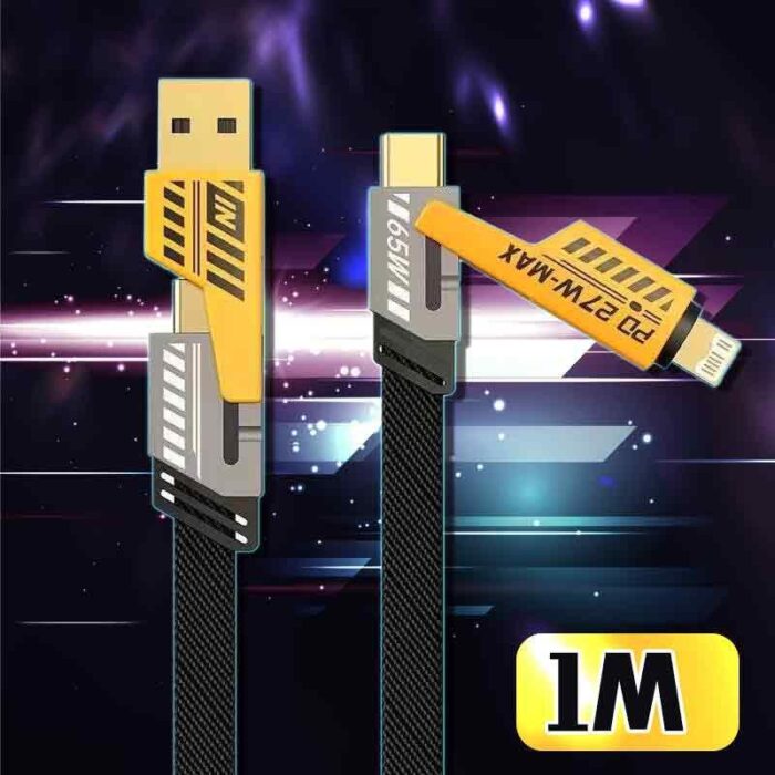 ⁦كيبل شحن 4 في 1 بقدرة 65 واط للشحن السريع ونقل البيانات⁩ - الصورة ⁦2⁩