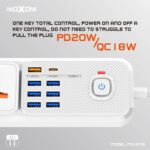 ⁦MOXOM MX-ST16 موزّع كهرباء 4 مخارج مع شحن سريع PD20W / QC18W⁩ - الصورة ⁦2⁩