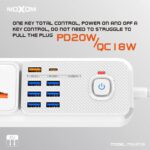 ⁦MOXOM MX-ST16 موزّع كهرباء 4 مخارج مع شحن سريع PD20W / QC18W⁩ - الصورة ⁦5⁩