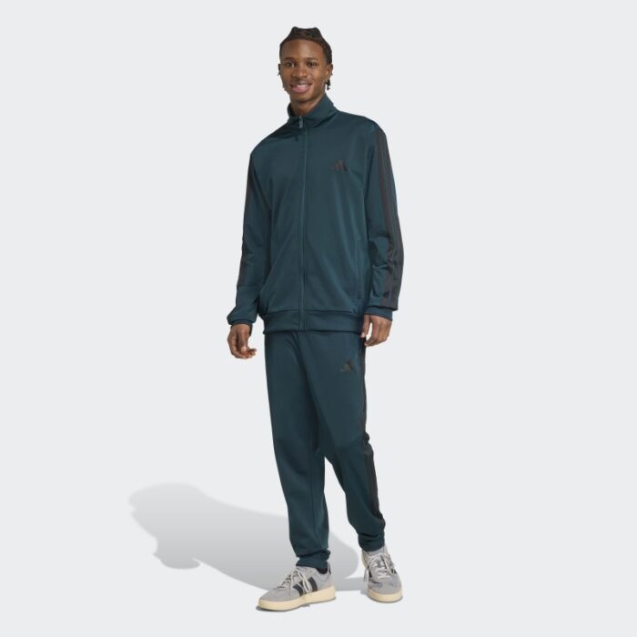 ⁦adidas Mens' Basic 3-Stripes Tricot Track Suit - Green⁩ - الصورة ⁦4⁩