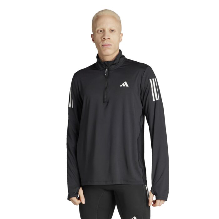 ⁦adidas Men's Own the Run Half-Zip Jacket - Black⁩ - الصورة ⁦2⁩
