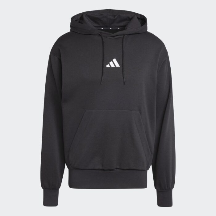 ⁦adidas Men's Essentials Feelcozy Fleece Hoodie - Black⁩ - الصورة ⁦2⁩