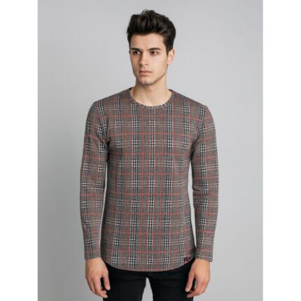 بلوزة كم طويل مخططة للرجال لون ملونة
