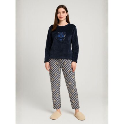 بيجامة فرو للصبايا لون أزرق بترولي