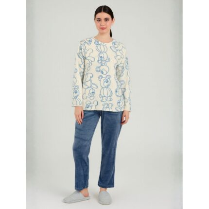 بيجامة فرو للصبايا لون أبيض وأزرق