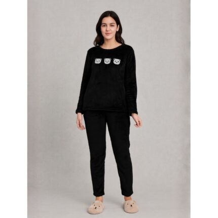 بيجامة فرو للصبايا لون أسود