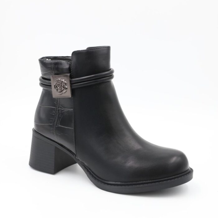 ⁦جزمة مع كعب للنساء لون أسود⁩ - الصورة ⁦5⁩