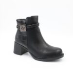 ⁦جزمة مع كعب للنساء لون أسود⁩ - الصورة ⁦8⁩