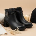 ⁦جزمة مع كعب للنساء لون أسود⁩ - الصورة ⁦10⁩