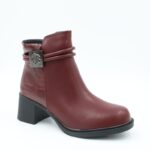 ⁦جزمة مع كعب للنساء لون عنابي⁩ - الصورة ⁦3⁩