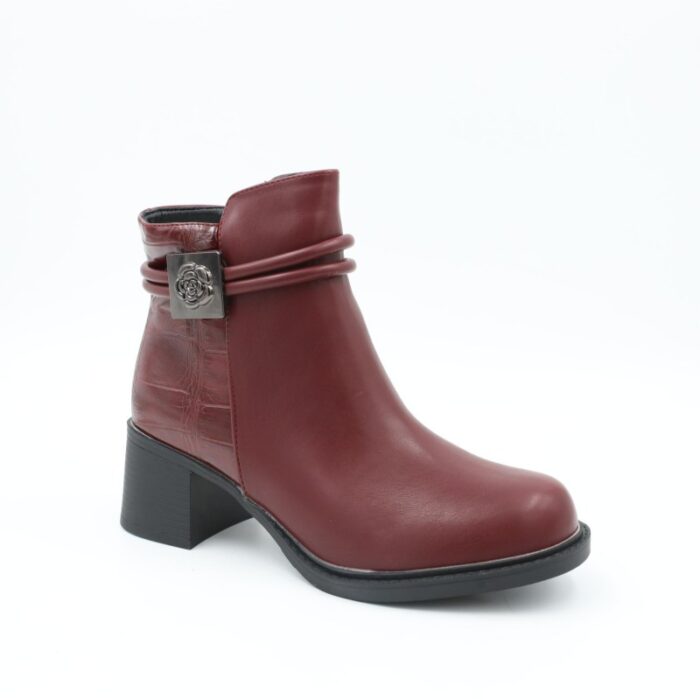 ⁦جزمة مع كعب للنساء لون عنابي⁩ - الصورة ⁦4⁩