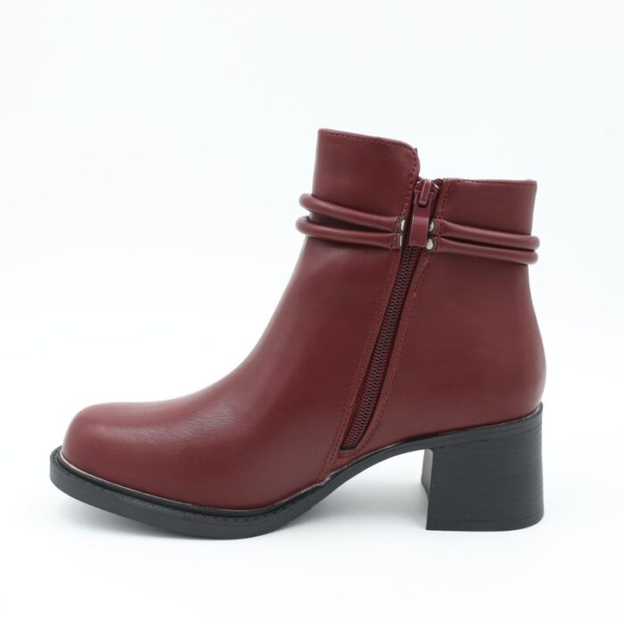 ⁦جزمة مع كعب للنساء لون عنابي⁩ - الصورة ⁦6⁩