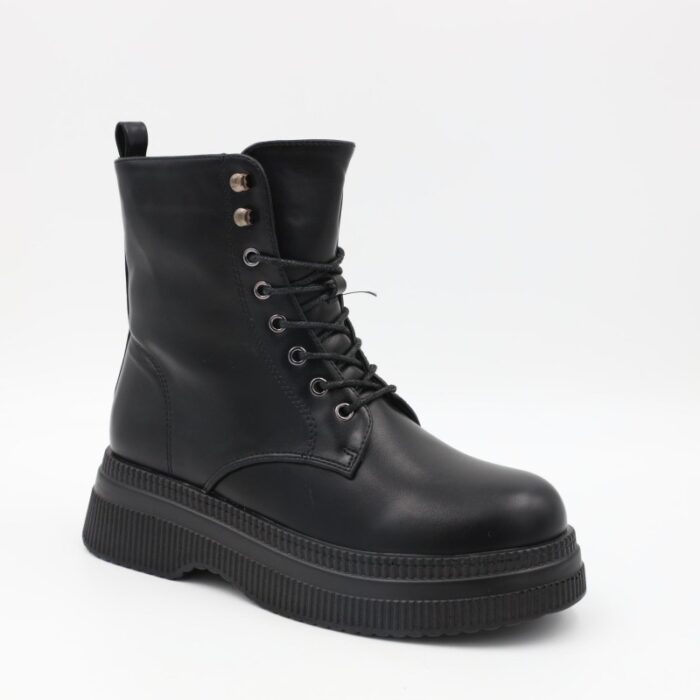 ⁦بسطار جلد للنساء لون أسود⁩ - الصورة ⁦2⁩