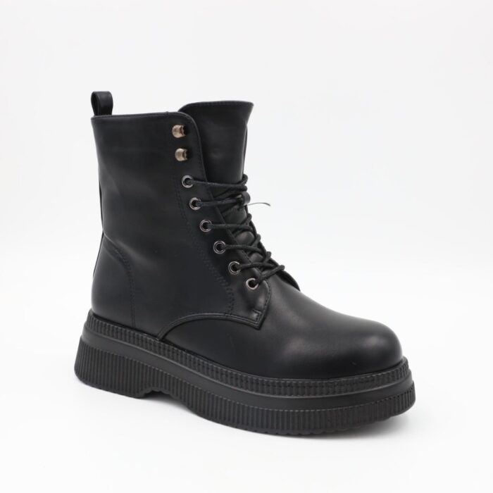 ⁦بسطار جلد للنساء لون أسود⁩ - الصورة ⁦6⁩