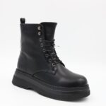 ⁦بسطار جلد للنساء لون أسود⁩ - الصورة ⁦8⁩