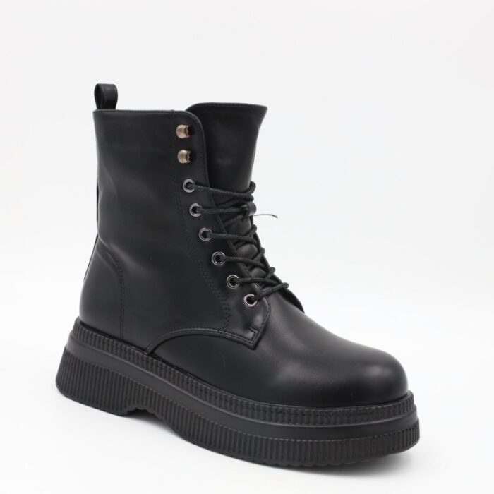 ⁦بسطار جلد للنساء لون أسود⁩ - الصورة ⁦8⁩